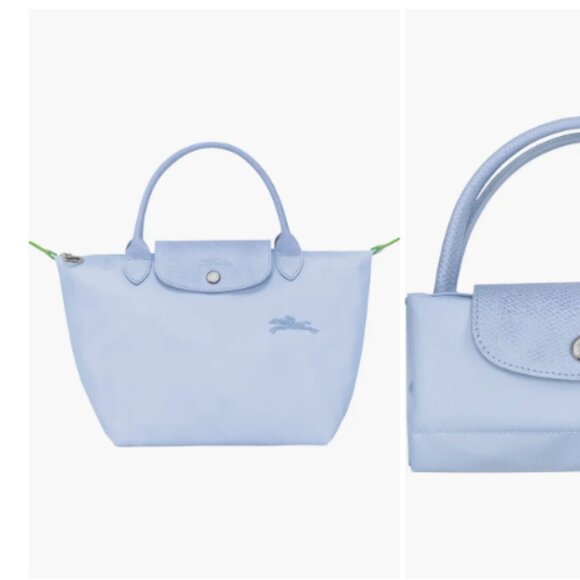 Longchamp Small Le Pliage Green Recycled Canvas Top Handle Bag, SKY BLUE, - Picture 3 of 8